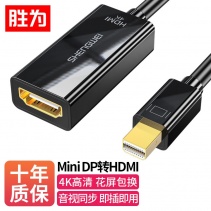 胜为Mini-DP转HDMI转换器 surface/苹果笔记本雷电接口高清4K 防雷电转HDMI公口-4K高清 1.8米 MN-2004 